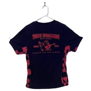 Single Stitch Black and Red True Religion Mens Small T-Shirt